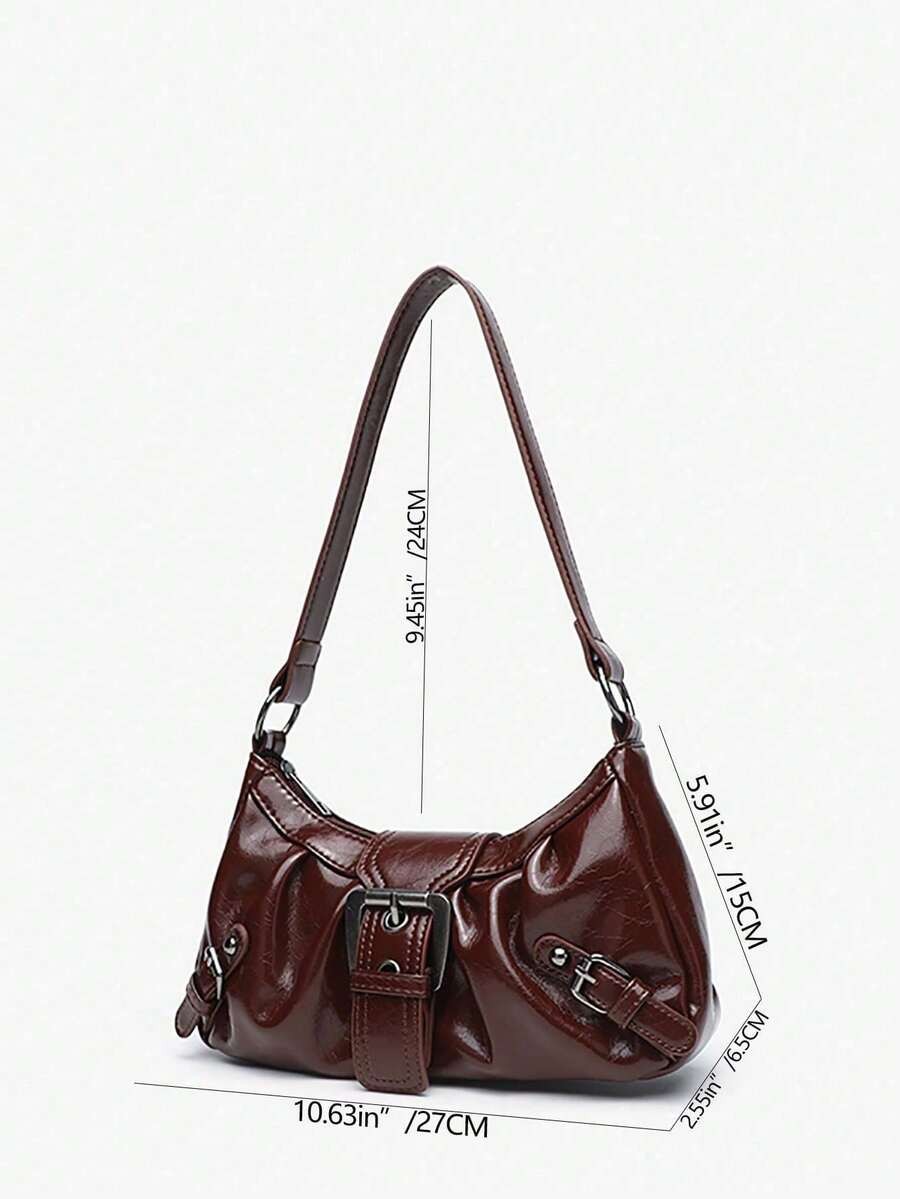 Y2K Vintage Distressed Motorcycle Hobo Bag Grommet Eyelet Rivet Shoulder Tote