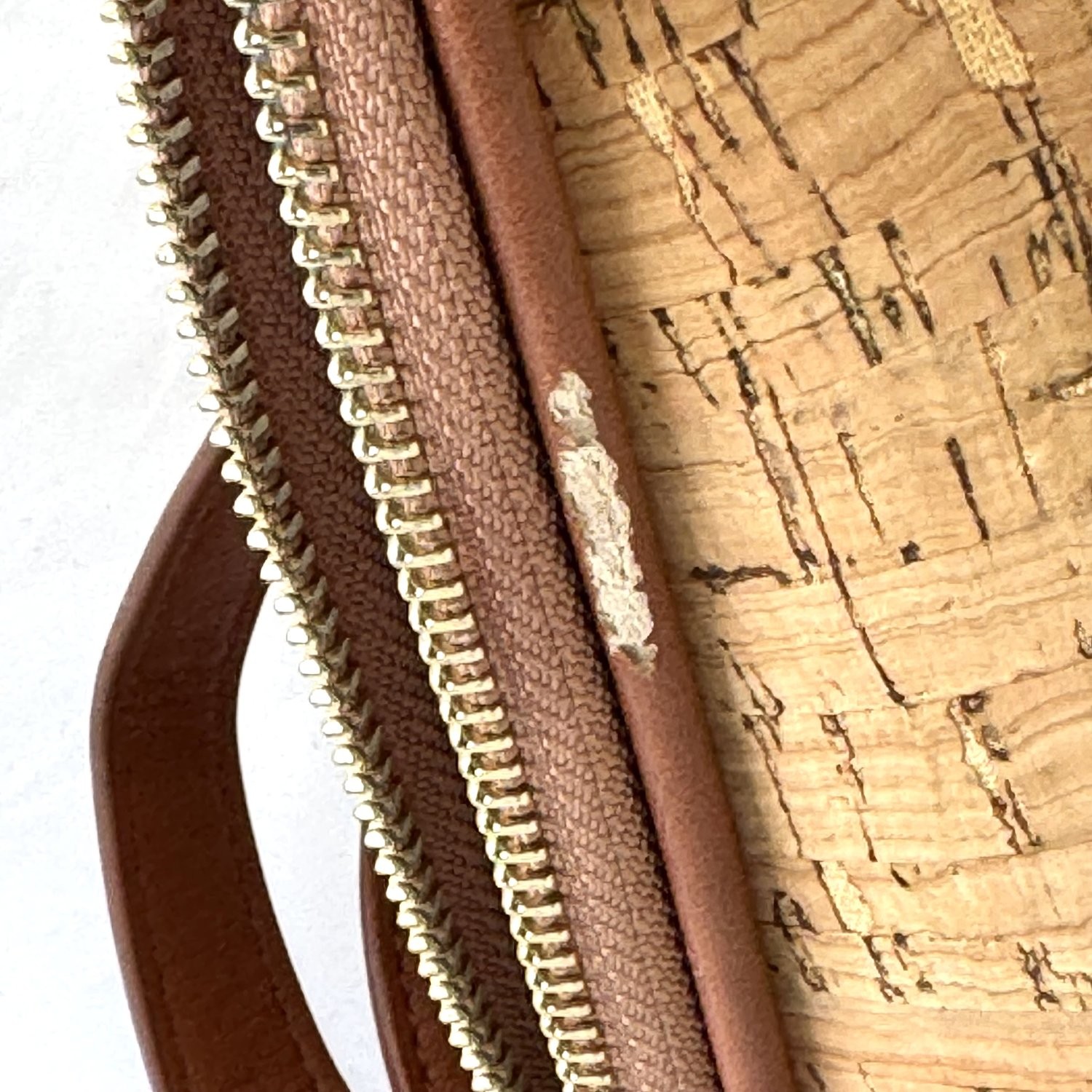 Miztique Women’s Cork Backpack Purse Natural Vegan Leather Brown Trim Medium