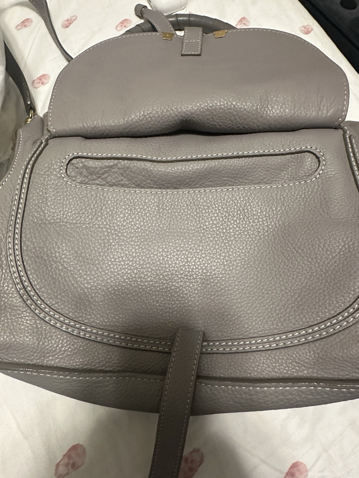 Authentic Chloe Marcie Leather Medium Cashmere Gray Satchel
