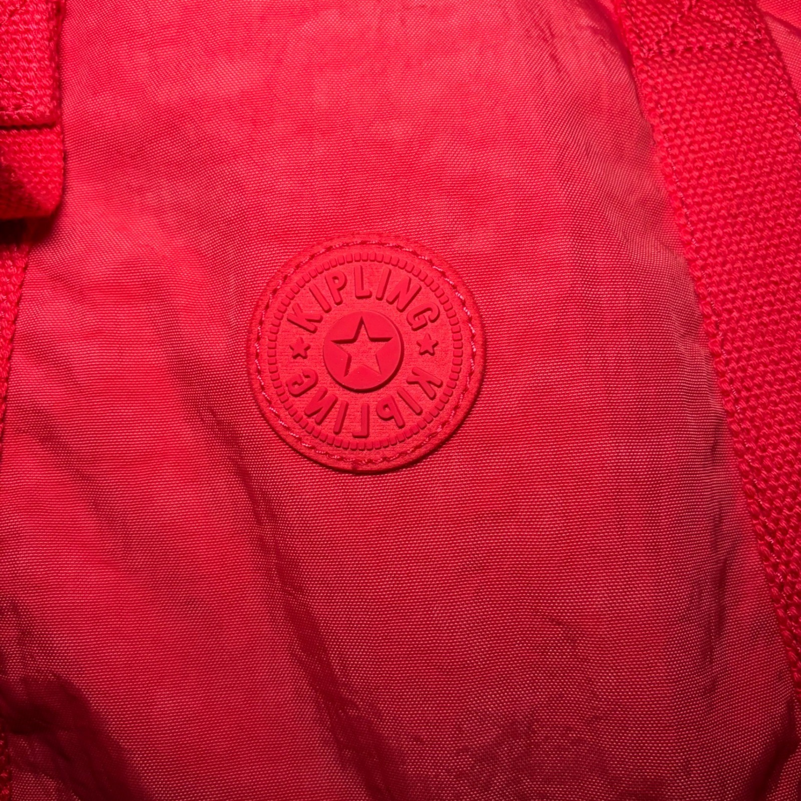Kipling Kyoko Crinkle Nylon Tote Bag Coral Pink Monkey Keychain Lightweight
