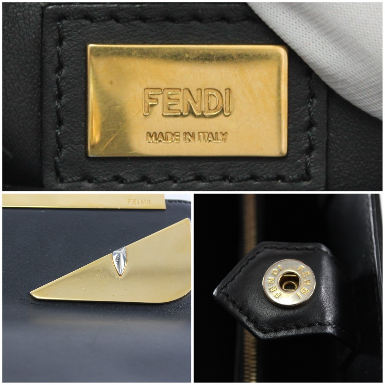 FENDI Petite 2Jours Monster Shoulder Bag/Handbag 2WAY 8BH253 Black From Japan