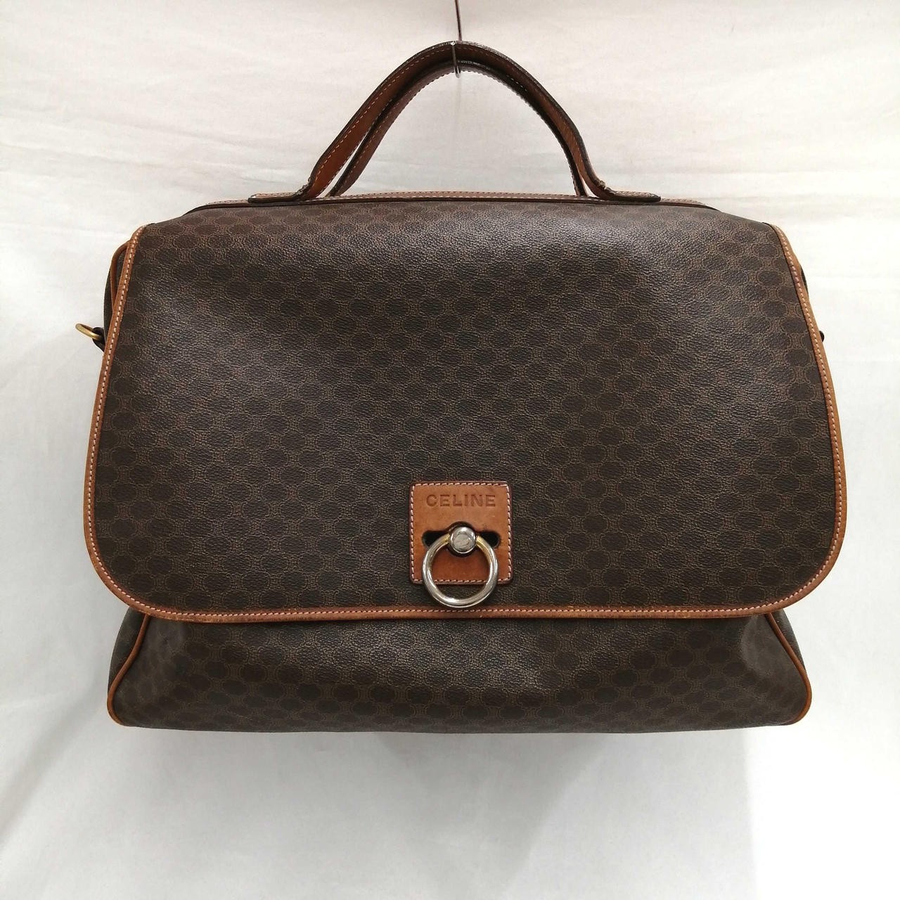CELINE Macadam Boston bag Brown Leather PVC Duffle bag Large capacity JMB11