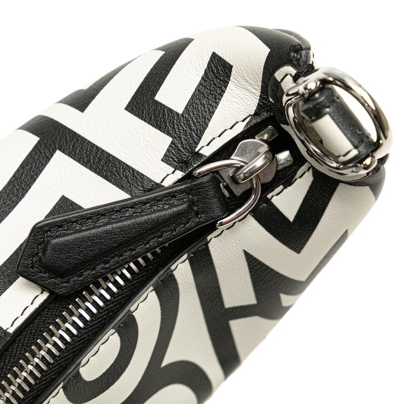 FENDI Nano Graphy Marc Jacobs Collaboration Handbag 7AS089 White Black Leather L