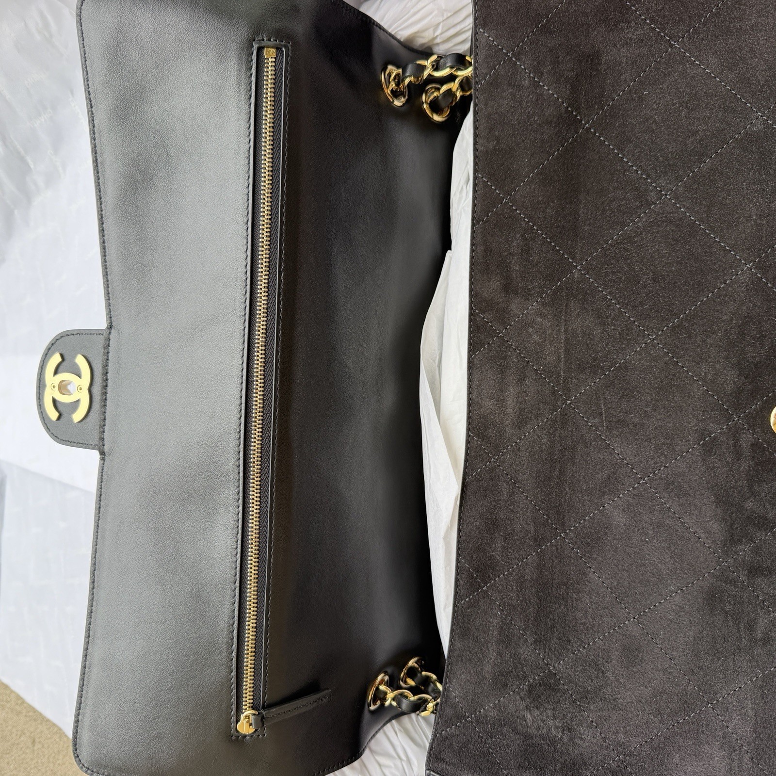 Chanel Matthieu Blazy Black Suede Gold Soft Large Maxi Flap Bag 2026 26S