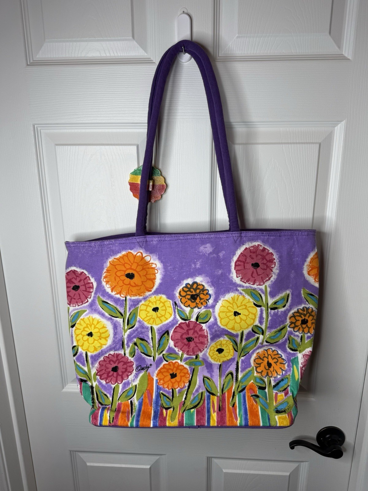Anne Ormsby Sand & Sun Sequin Flower Theme Tote Beach Bag Charm 18″x 14″ NWT