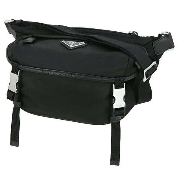 PRADA Belt bag Re-Edition Nylon Saffiano leather 2VH171 Black SHW Cross body bag