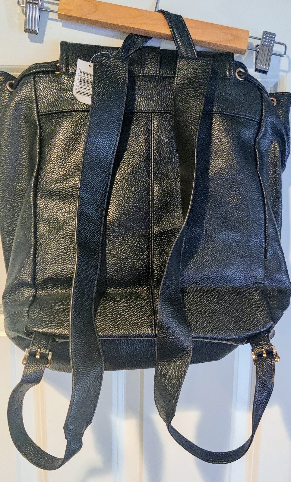 Bella Russo Black Faux Leather Backpack