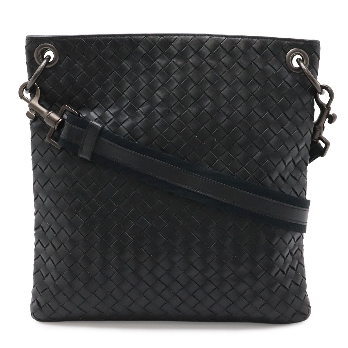 Bottega Veneta Intrecciato Shoulder Bag Crossbody Leather Black 172736
