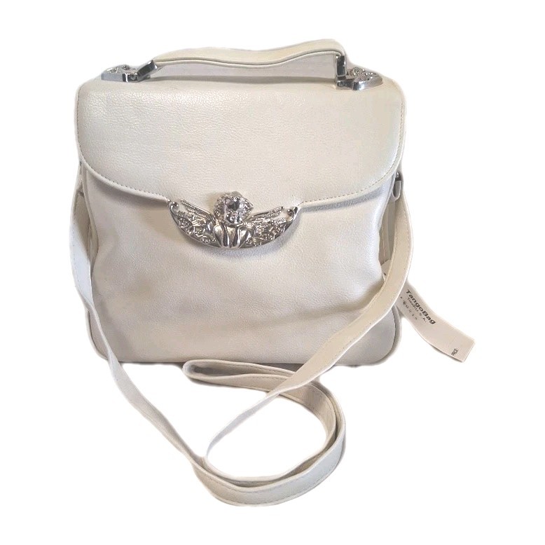 Vintage Touch USA Tango Crossbody Shoulder Bag Silver/white Angel Clasp