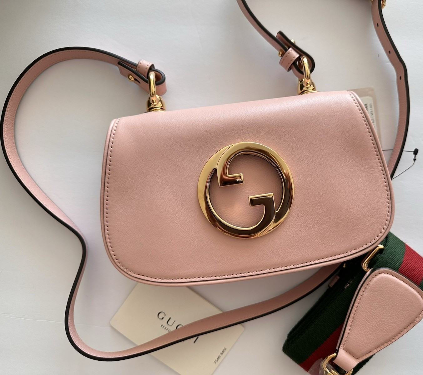 $3,200 Gucci Blondie pink Leather Crossbody Bag Come W 2 straps 698643 Full Set