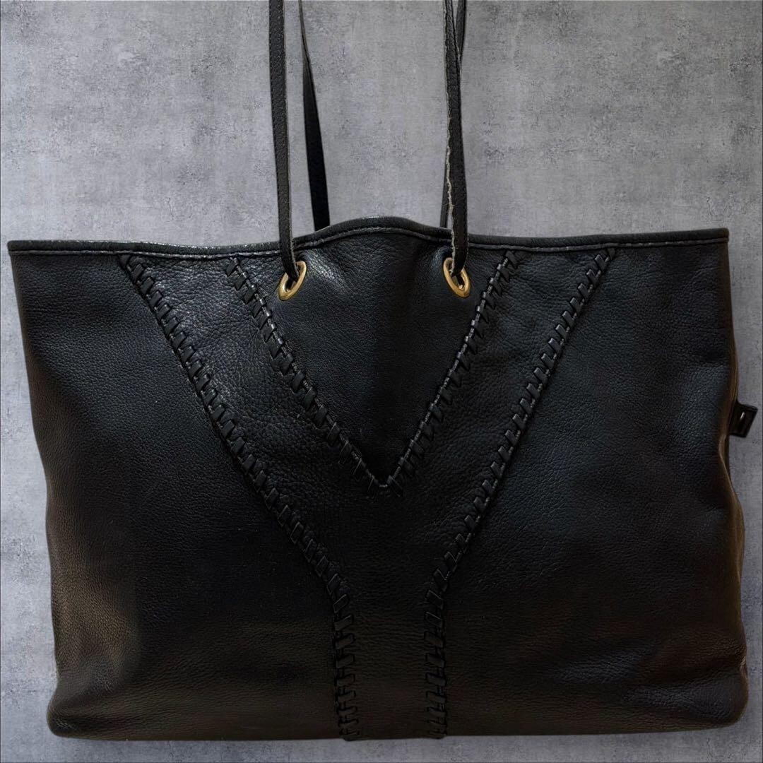 Yves Saint Laurent YSL Black Leather Reversible Neo Double Tote Bag 37cm