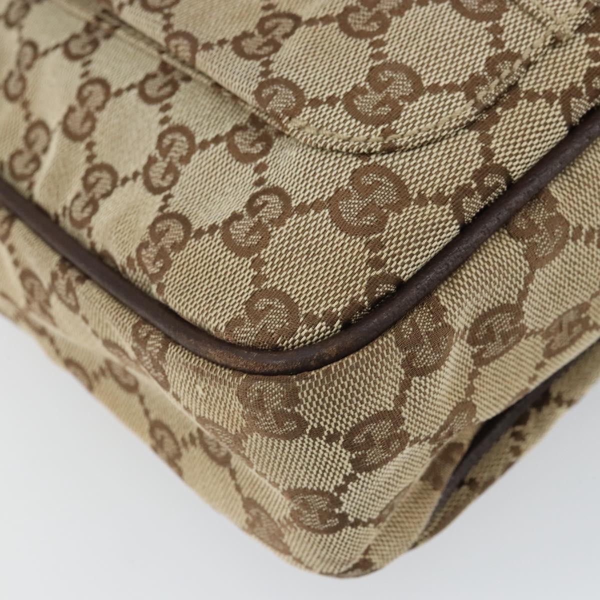 GUCCI GG Canvas Shoulder Bag Beige Silver 114272 Auth mr1759