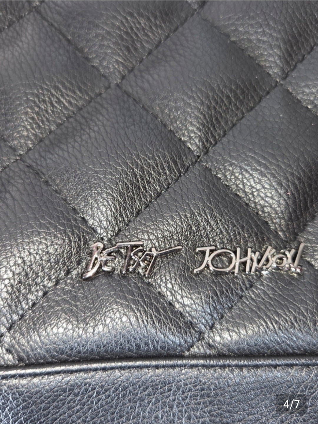 Betsey Johnson Black Quilted Shoulder Bag W/ Skull Stud Accents And Skull Zipper