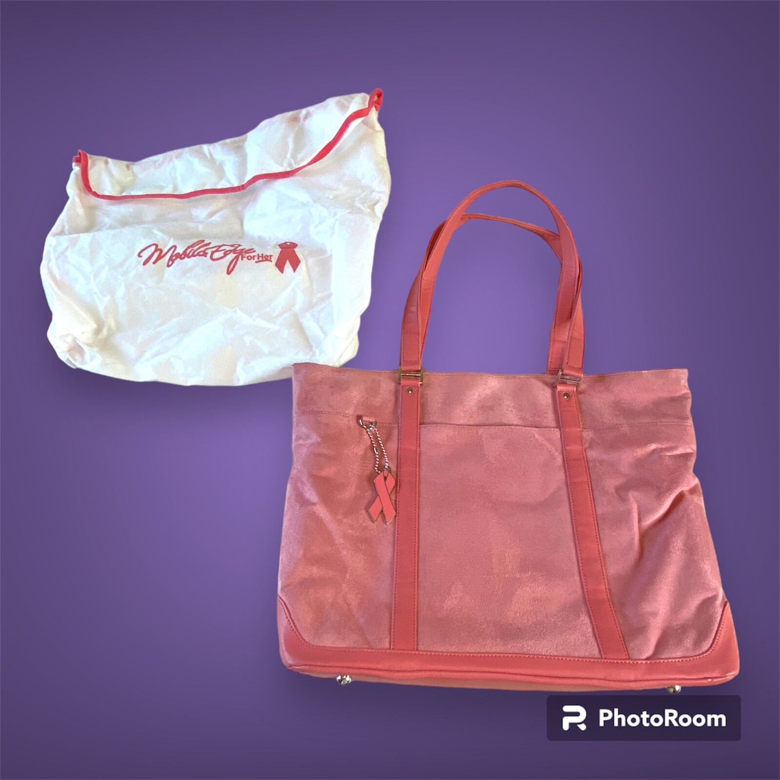 Mobile Edge Breast Cancer Pink Faux Suede Laptop Tote for up to 17″