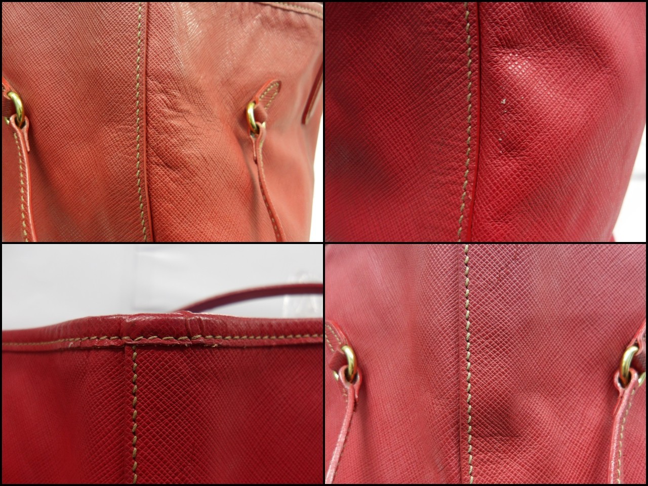 Auth MH87 Prada Saffiano Metal Tote Bag Gold Hardware from Japan