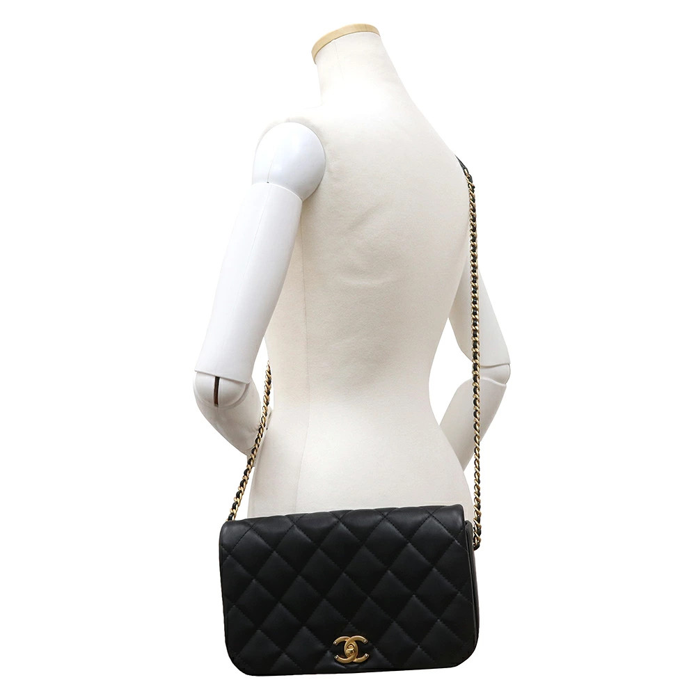 Chanel Matelassé Classic Season Full Flap Chain Black Shoulder Bag #BCB207