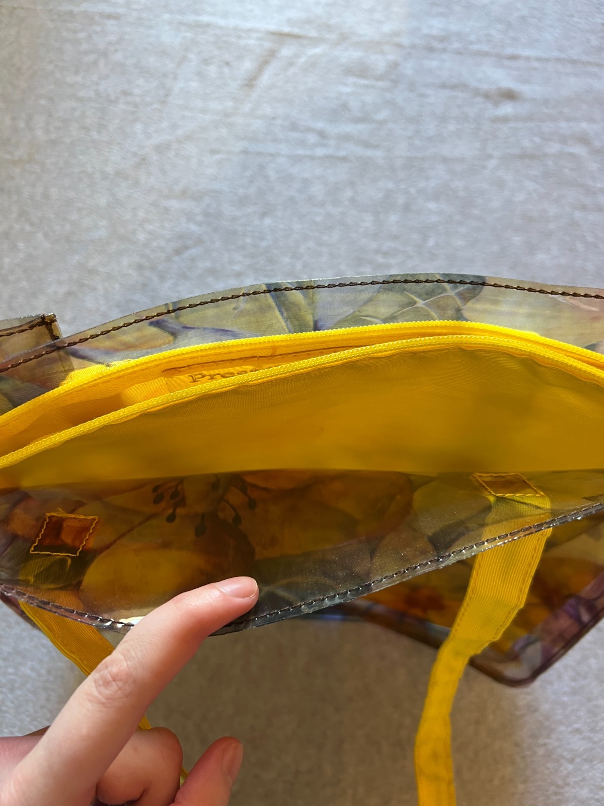 Preston & York Clear Vinyl Tote Bag Yellow Floral Made in Italy Jelly Beach Bag