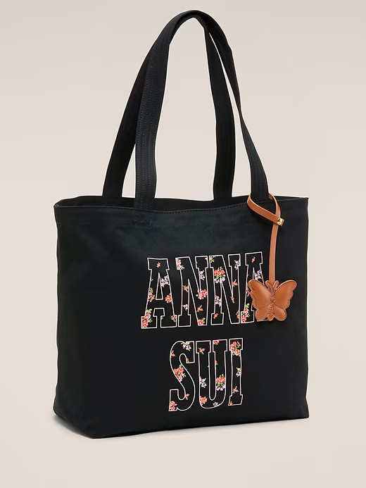 Anna Sui x Old Navy Collaboration Shoulder Large Tote Bag Color Black Jack