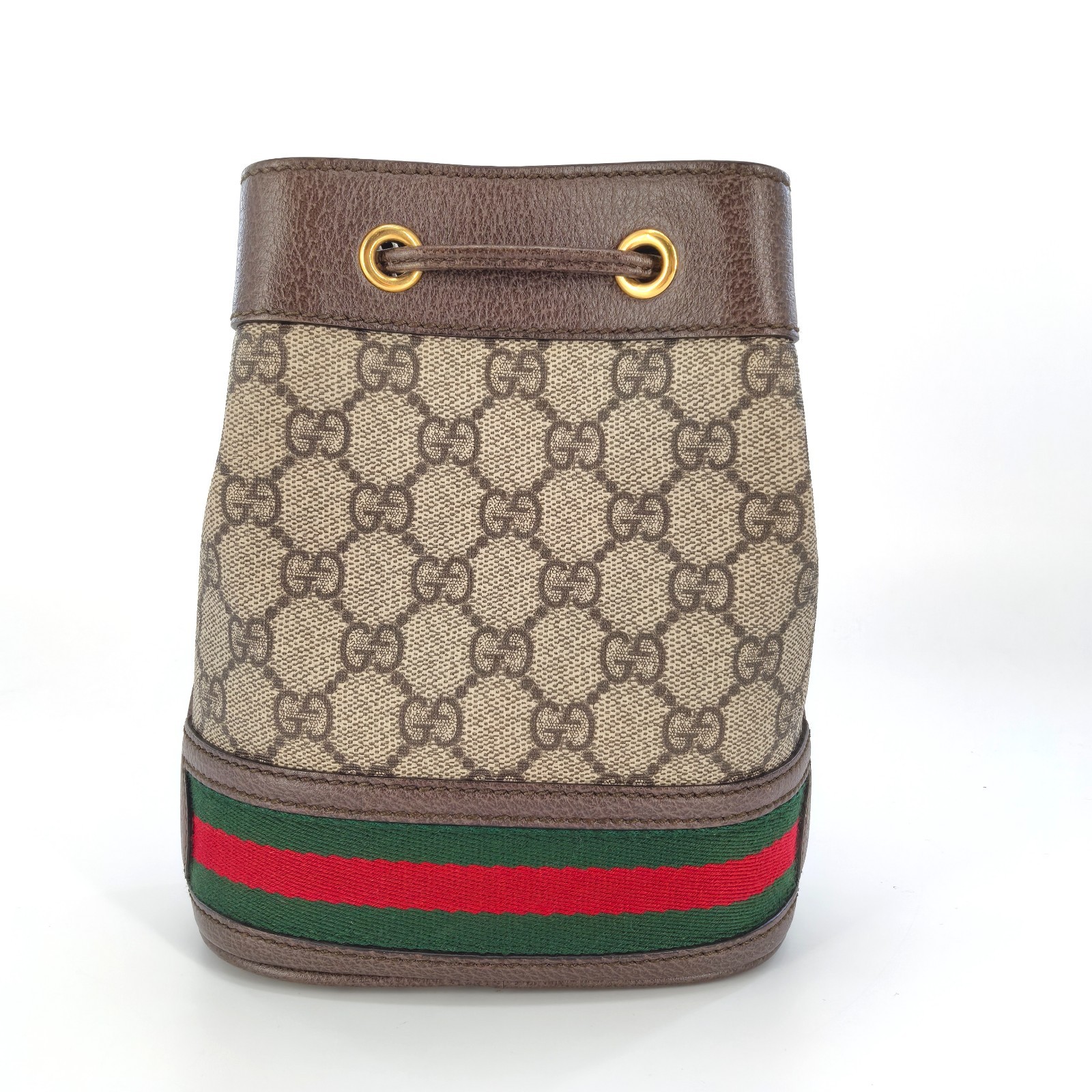 GG Supreme Monogram Web Mini Ophidia Bucket Bag Brown BF00244