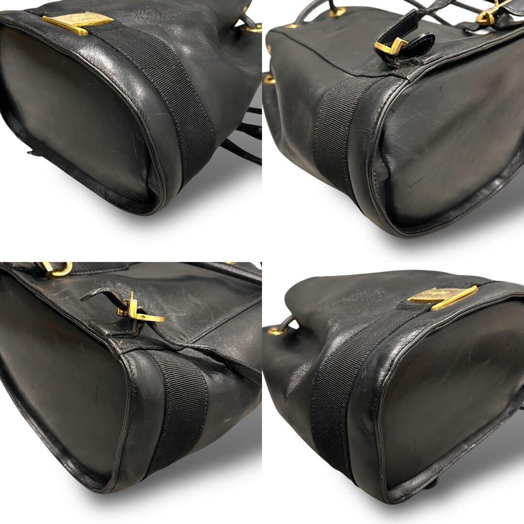 Salvatore Ferragamo Black Leather Backpack Gancini Gold Hardware Women Italy
