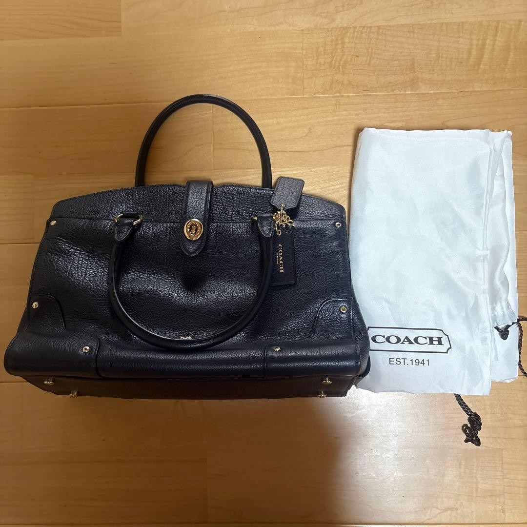 COACH Dark Navy Leather Handbag