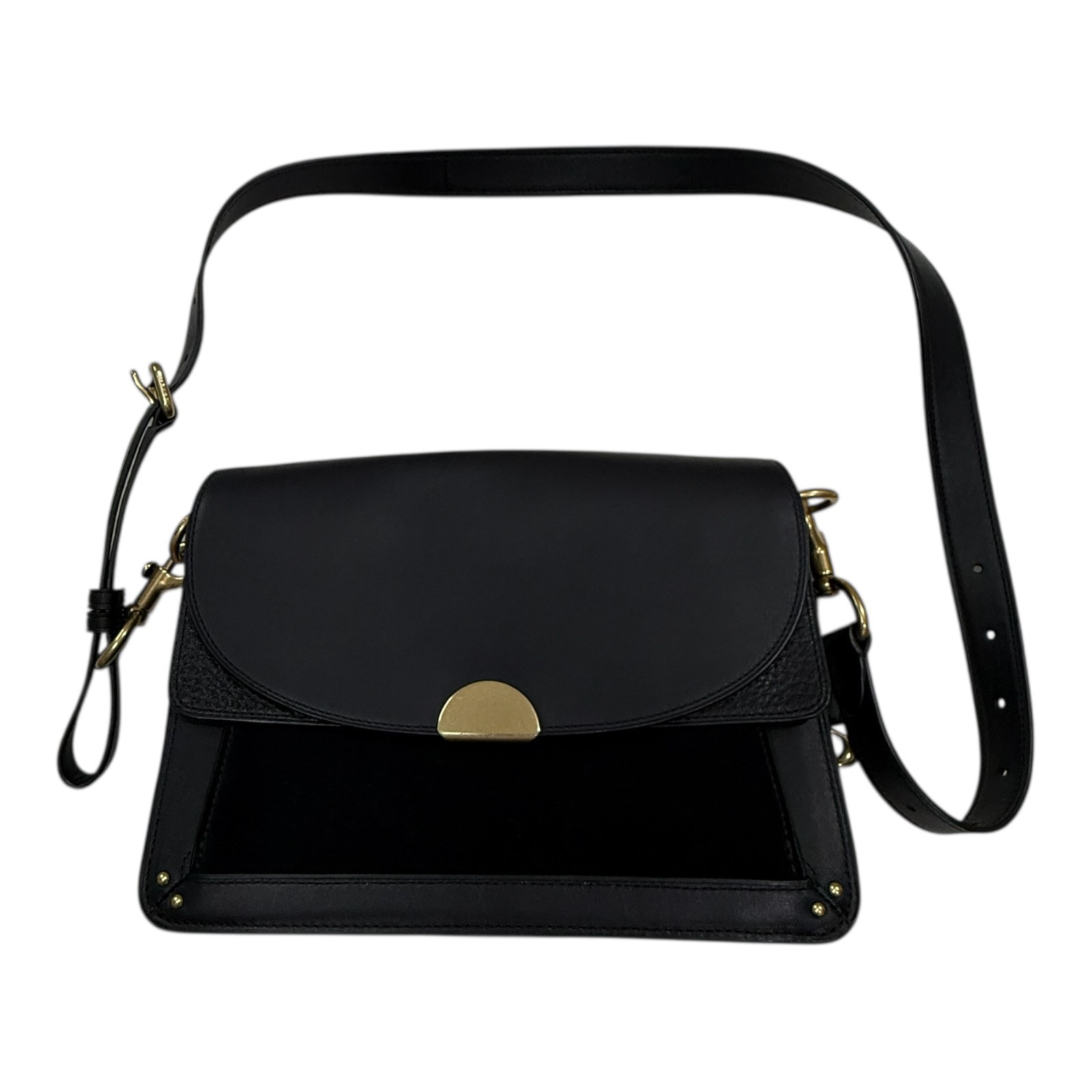 Coach Dreamer Leather Suede Saddle Shoulder Bag 73547 Black EUC