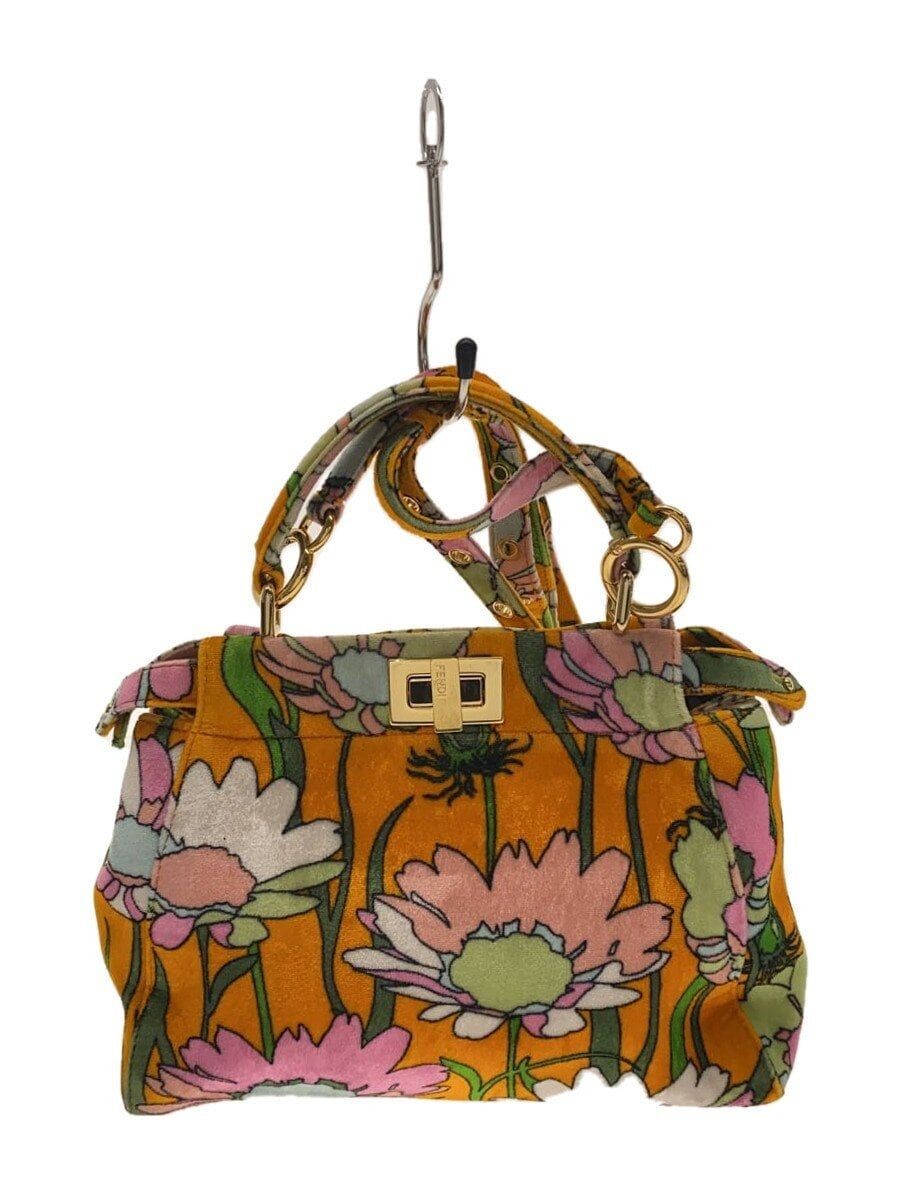 FENDI Shoulder Bag PEEKABOO ICONIC VELVET 2WAY Yellow 8BN244 Used