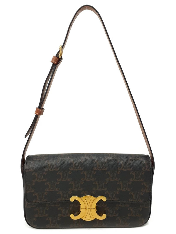 Celine Triomphe Canvas Claude 194142CUZ.04LU Leather Tan Brown Shoulder Bag