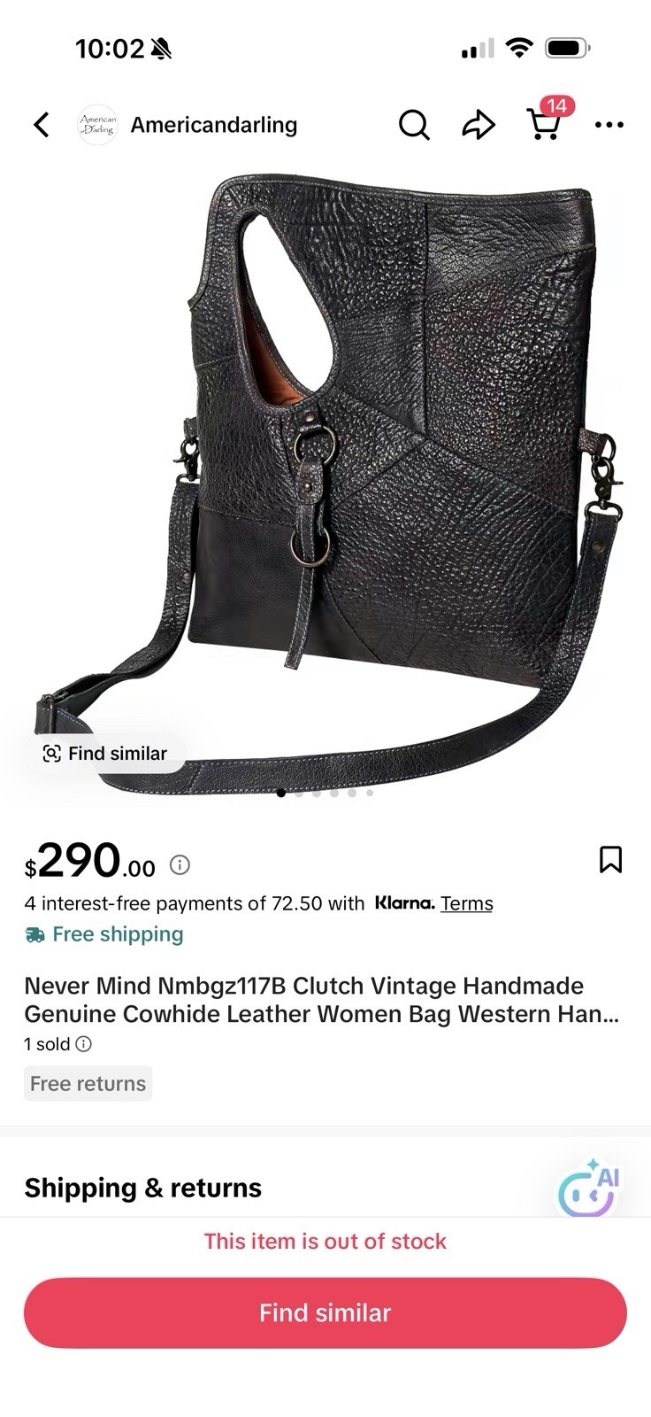 Nevermind NMBGZ117B Clutch Vintage Handmade Genuine Cowhide Leather Bag
