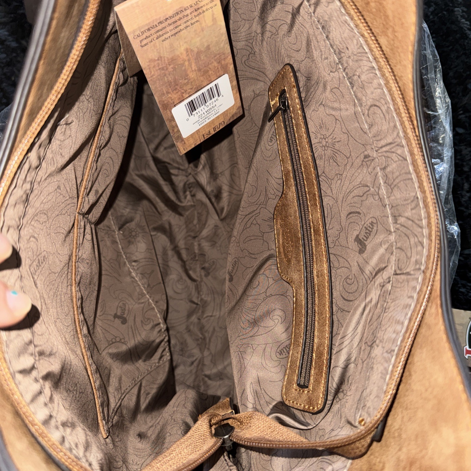 NWT! Justin Western tooled Floral Concealed Carry Handbag W/ Wallet & Gunmetal