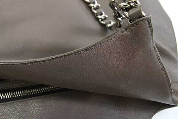 Prada tote bag dark Greige Gray leather chain shoulder strap