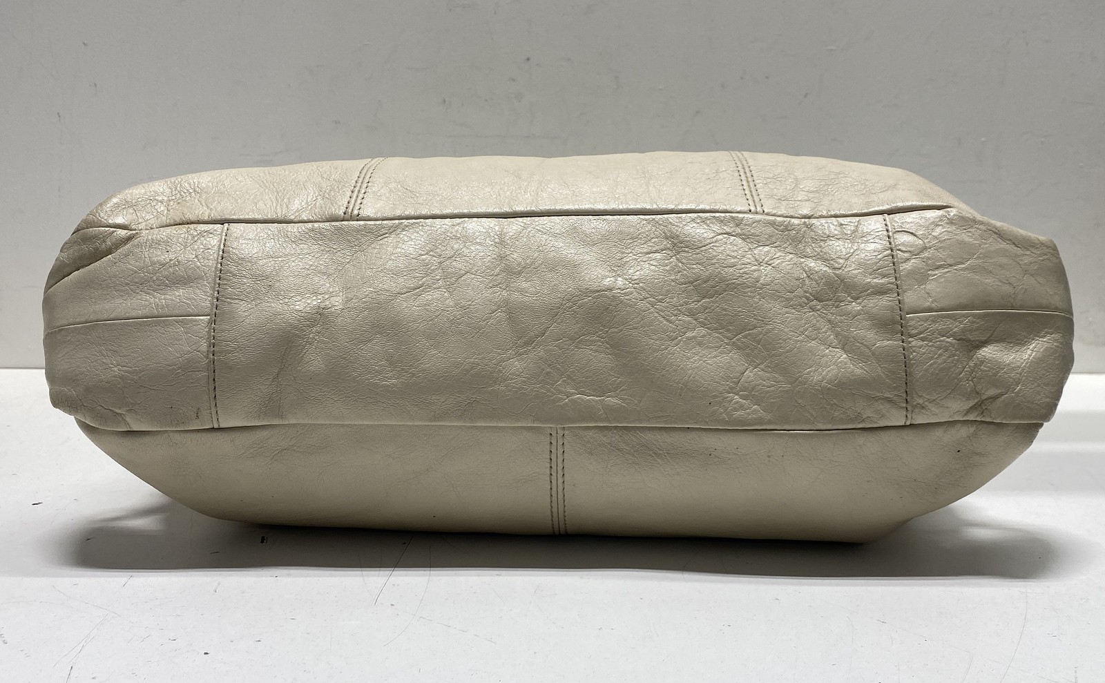 Coach Cream Metallic Gold Leather Madison Sophia Satchel Bag Pleated 2010s