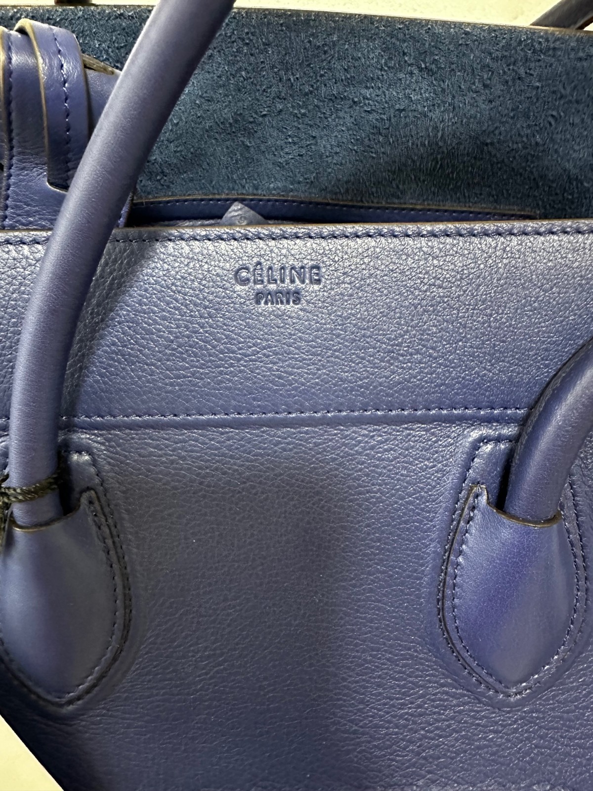 Celine Luggage Phantom Leather Handbag Midnight Indigo Blue Medium Size NEW!