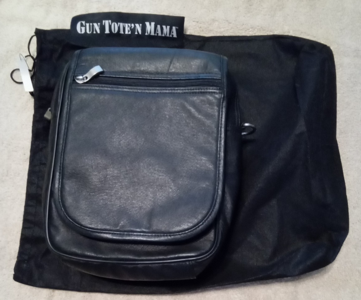 BLACK LEATHER GUN TOTE’N MAMA CONCEALED CARRY PURSE GTM-14 NEW IN BAG 11 x 9 x 4