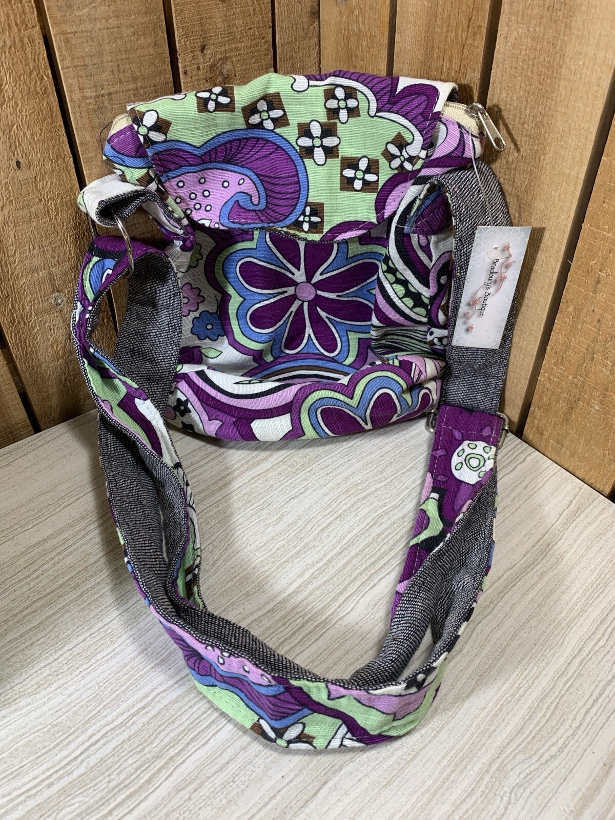 Crossover Floral Bag Purse Bradbury’s Boutique Purple Blue Green Beige Black NWT