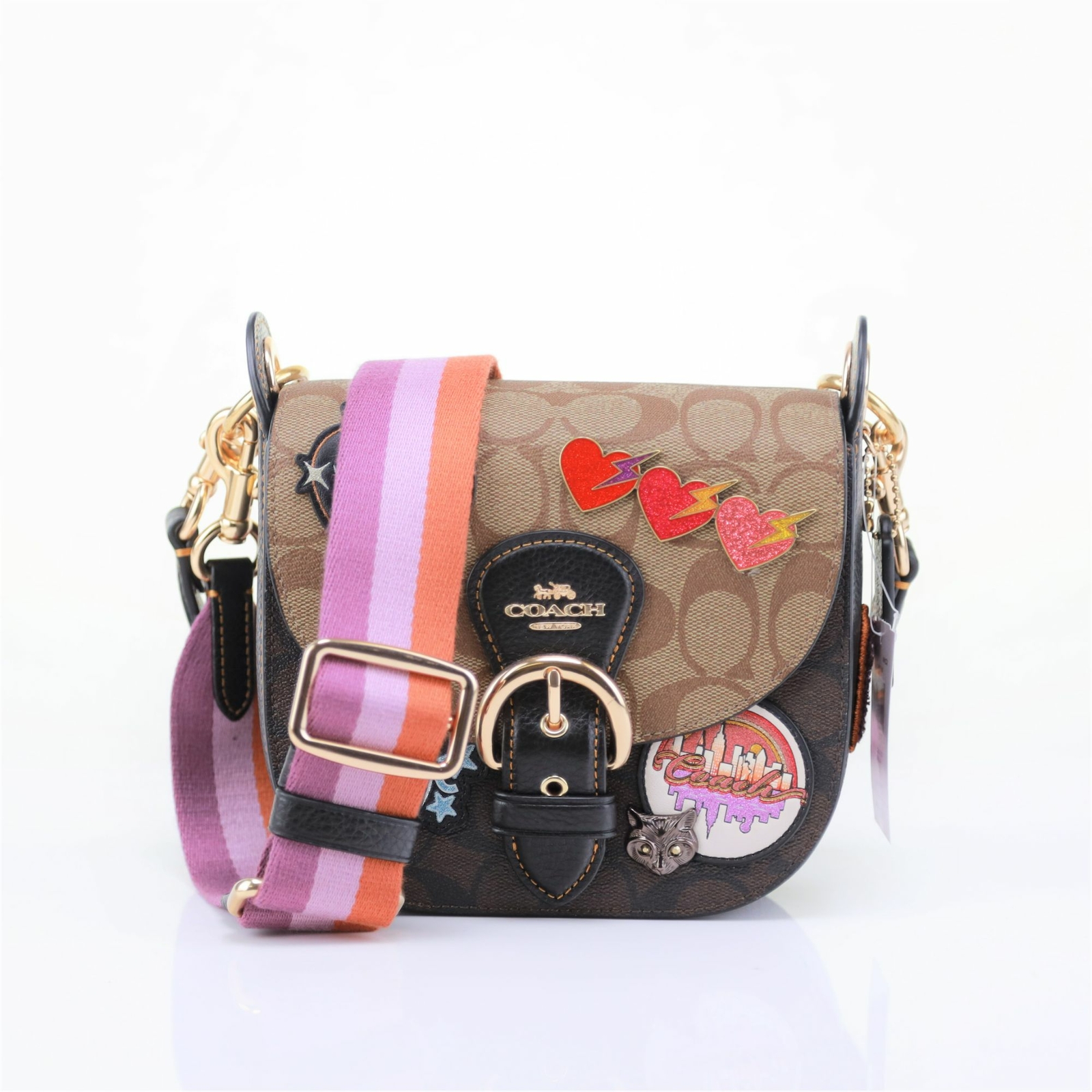 NWT Coach Disco Patch Cleo Colorblock Bag Brown Signature LIMITED EDT