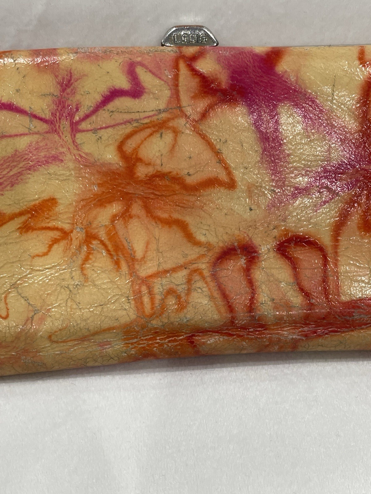 *FOR REPAIR OR CRAFT* Lodis Multi-colored Marbled Leather Framed Clutch SEE PICS