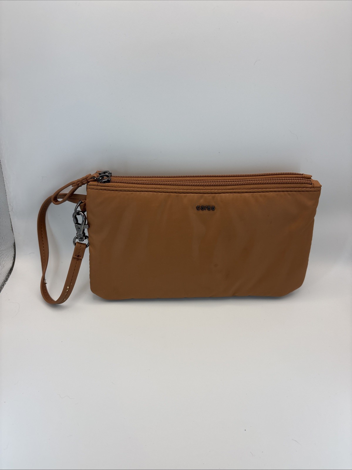 Caraa Nimbus Water Repellent Travel Cosmetic Pouch Bag Wristlet Mocha Organizer