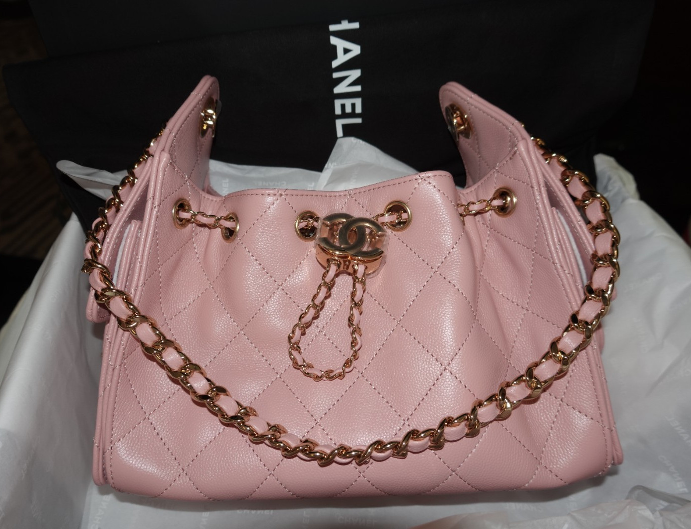 CHANEL LightPink Cavier Champaign Gold Hardware 25 Mini Bag 26b Collection
