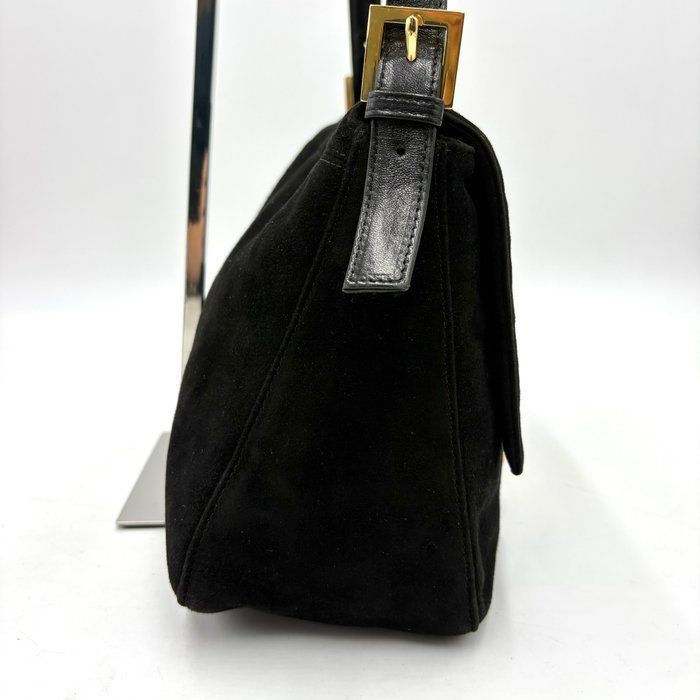 Auth FENDI Mamma Bucket Glitter FF Hardware Shoulder Bag Suede 26325 2Y9647