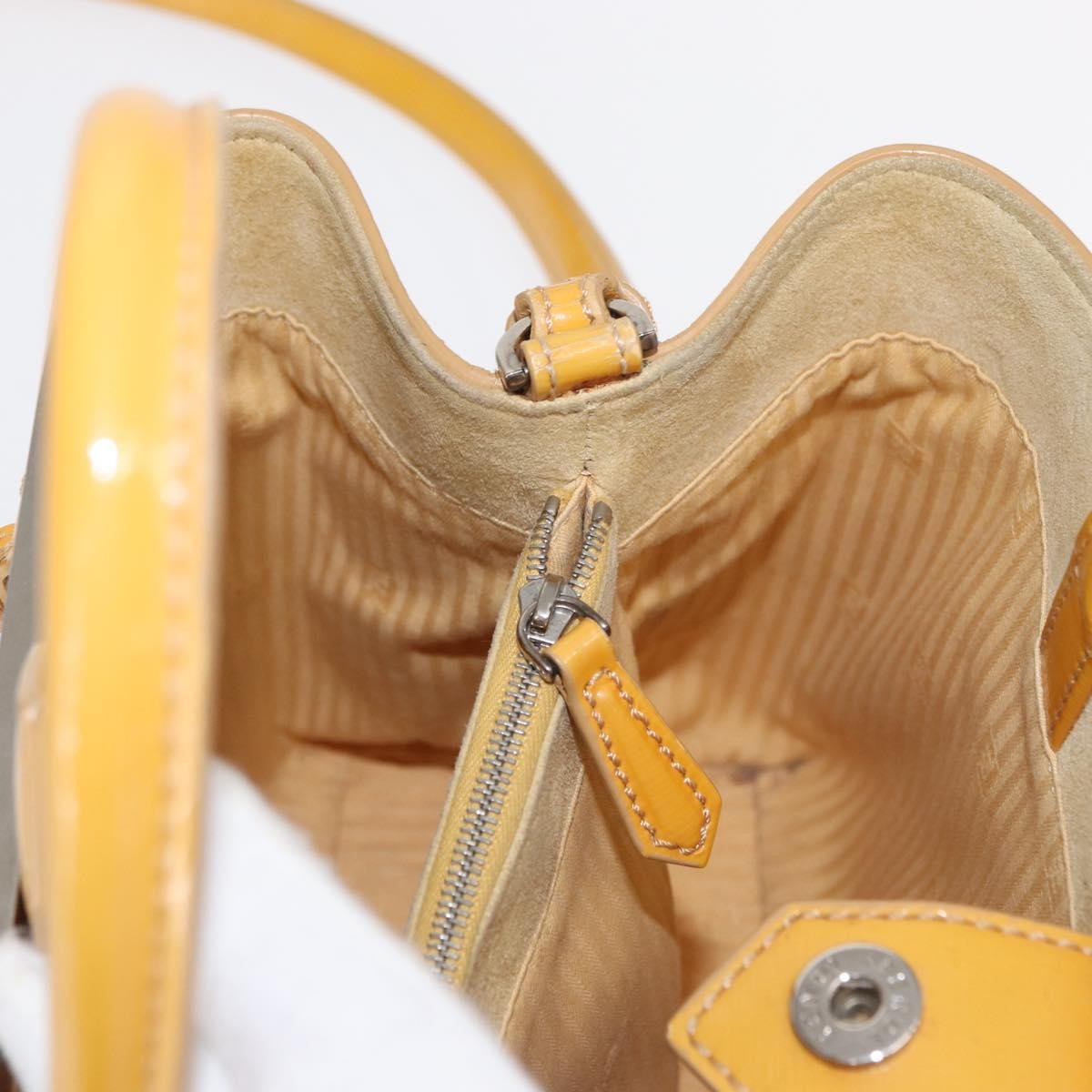 FENDI 2 JOURS Hand Bag Leather 2way Yellow Silver Auth am9630