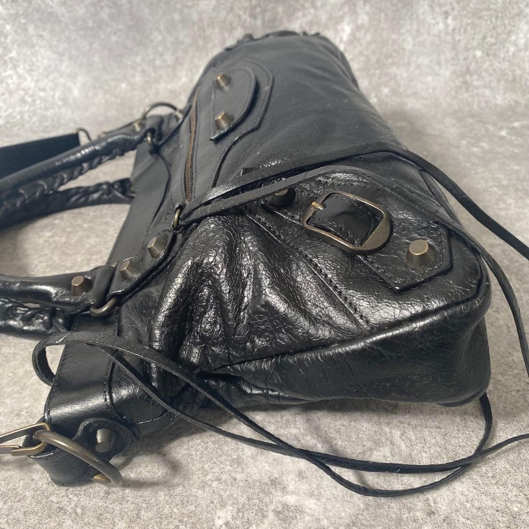 Balenciaga The First Leather Handbag Shoulder Bag 2way Black Auth