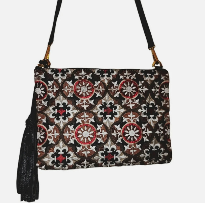 orYANY Crossbody Leather Purse / Tassels LEATHER COTTON NYLON | Red Black Brown