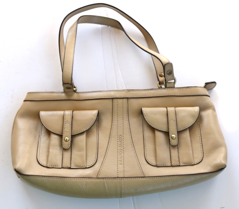 Franco Sarto Beige Leather Shoulder Purse Pre Owned