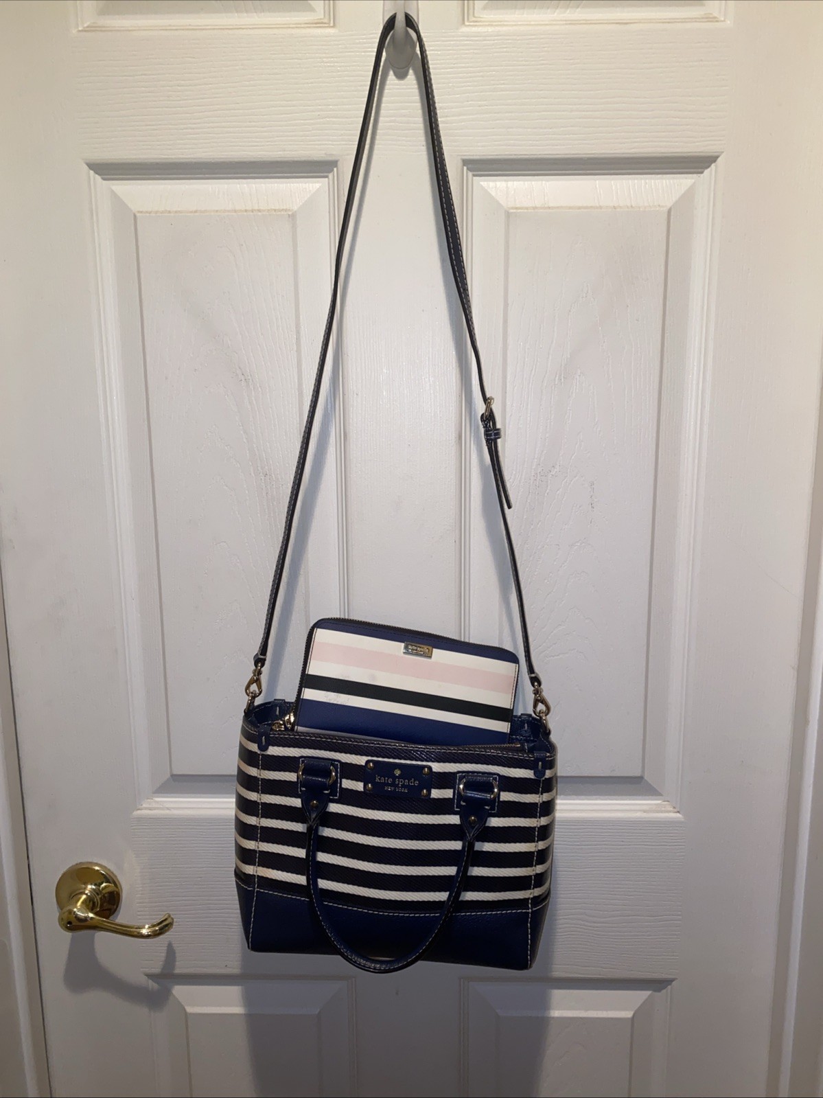 Kate Spade New York Navy and White Purse & Wallet, See Pictures