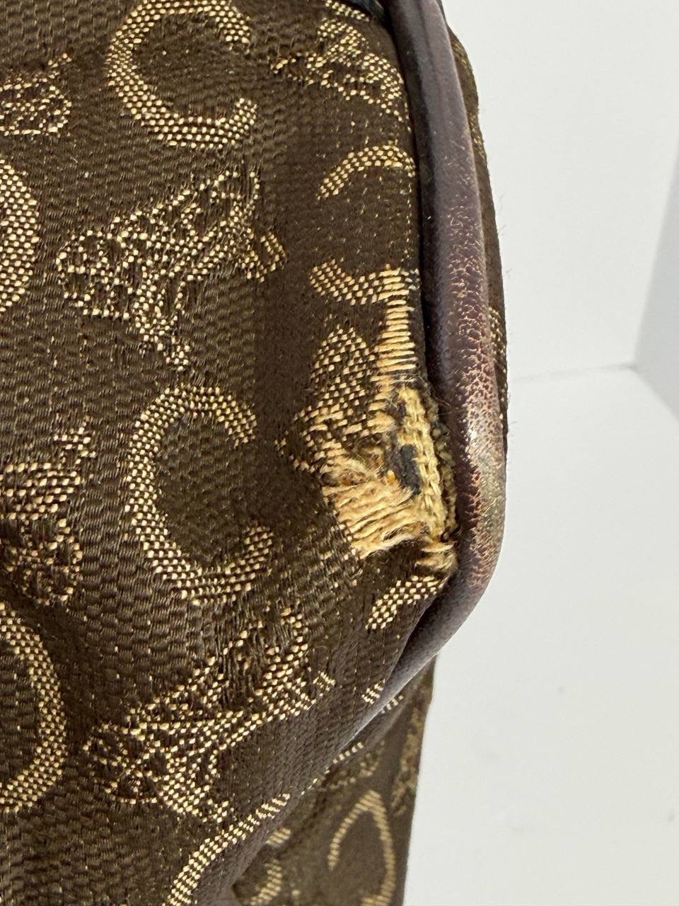 Vintage Old Celine Boston Bag Monogrammed Canvas