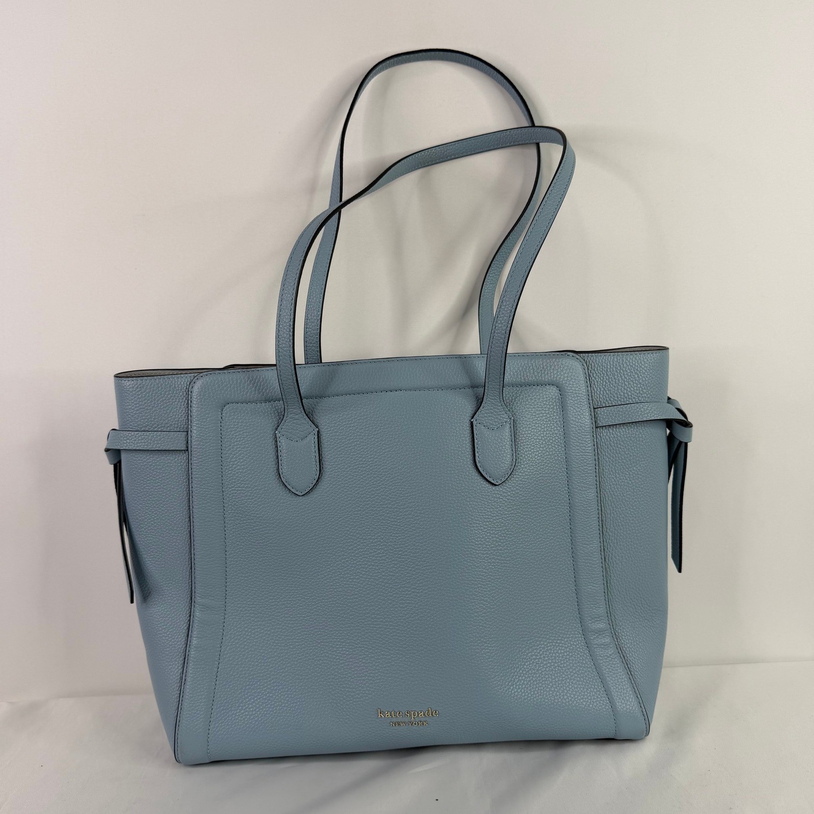 Kate Spade Knott Large Tote Teacup Blue Pebbled Leather NWT