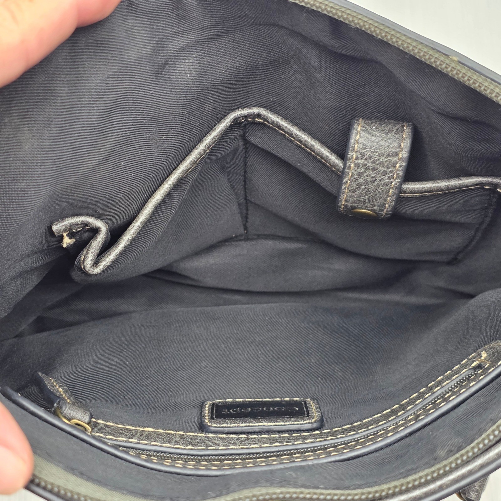 Concept Handbag Shoulder Bag Crossbody Purse Gray Faux Leather Multi Pocket