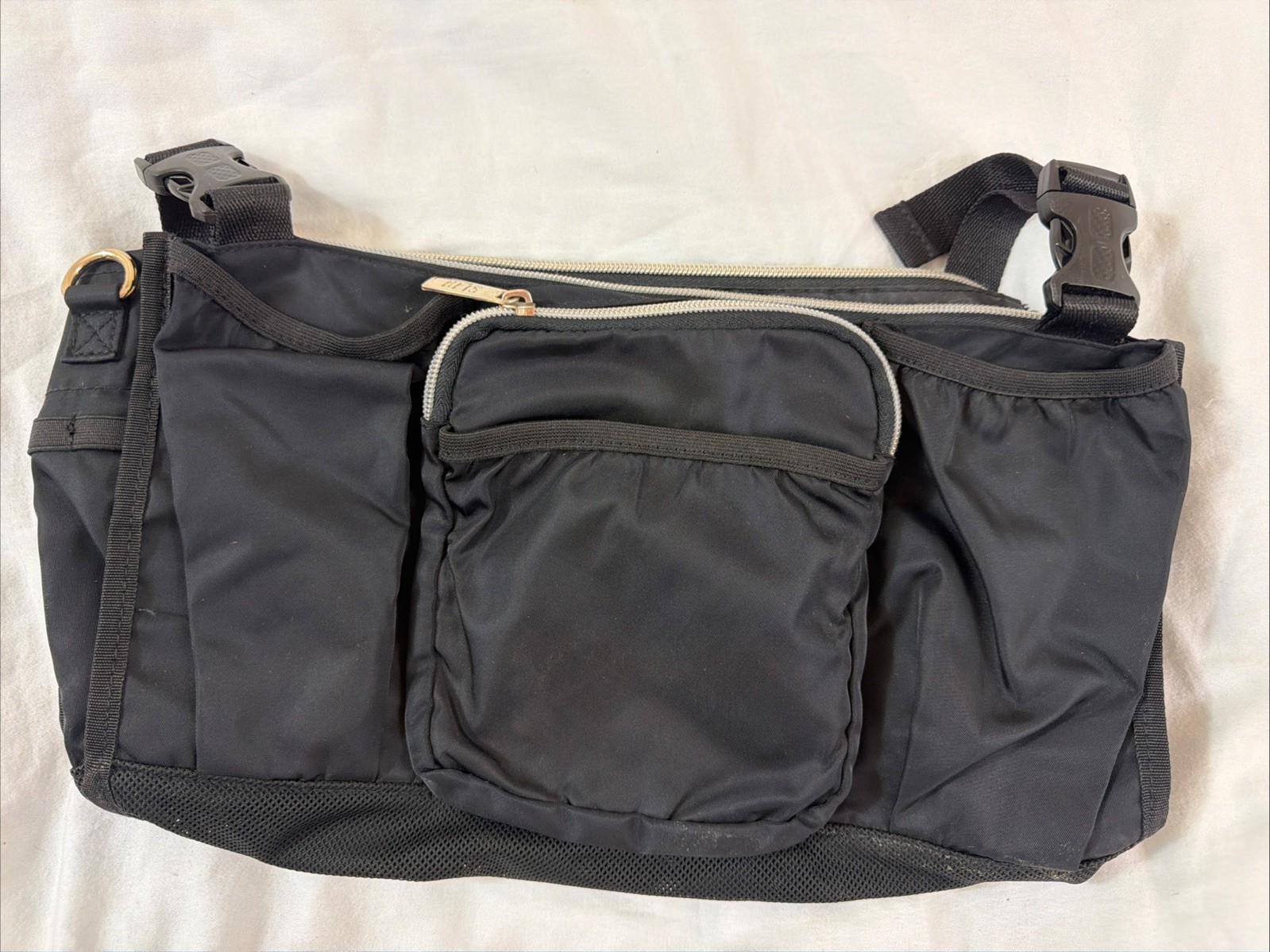 Beis Black Stroller Bag Expandable Mesh Utility Organizer