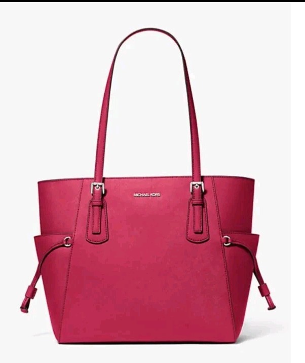Michael Kors Voyager Large Saffiano Leather Tote Bag (DK Raspberry)